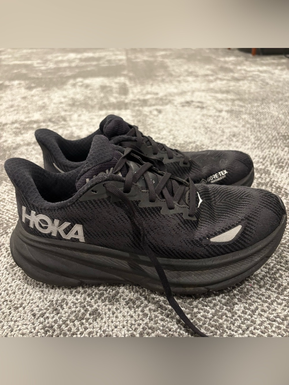Hoka One Black Athletic Running Shoes with Reflective Accents
